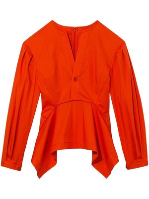 Proenza Schouler White Label handkerchief-hem cotton blouse - Orange