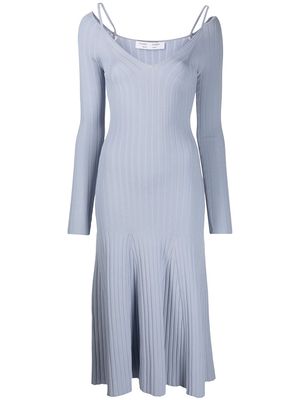 Proenza Schouler White Label lightweight rib knit V-neck dress - Blue