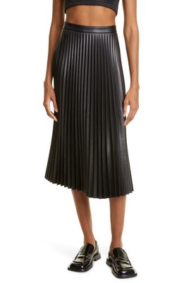 Proenza Schouler White Label Pleated Faux Leather Midi Skirt in Black