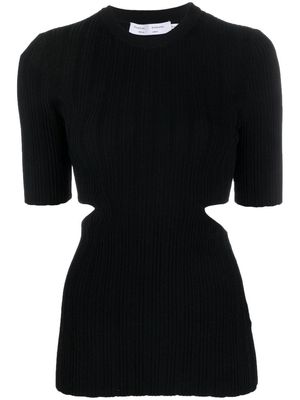 Proenza Schouler White Label Rib Knit Cut Out Sweater - Black