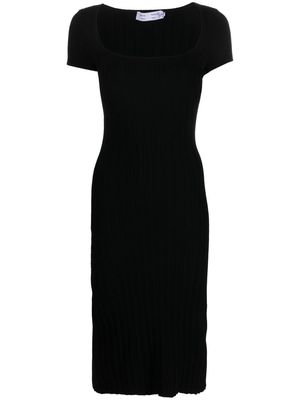 Proenza Schouler White Label Rib Knit Short Sleeve Maxi Dress - Black