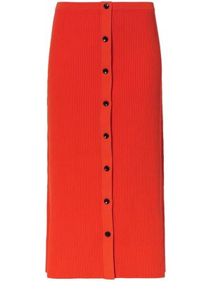 Proenza Schouler White Label ribbed-knit buttoned skirt - Red