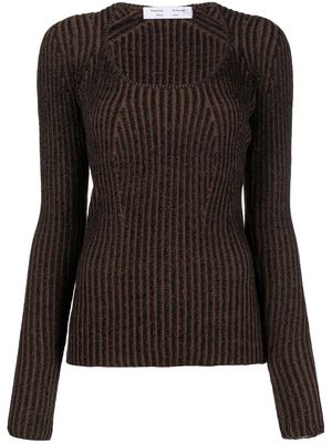 Proenza Schouler White Label round-neck ribbed-knit jumper - Brown