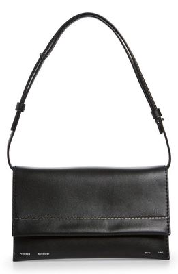 Proenza Schouler White Label Small Accordian Flap Leather Shoulder Bag in Black