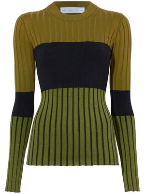 Proenza Schouler White Label striped ribbed-knit jumper - Green