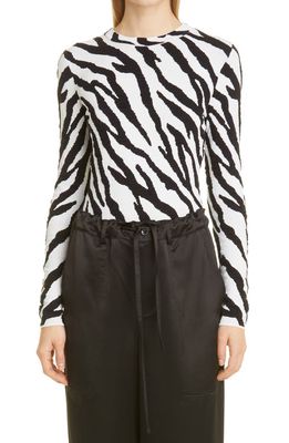 Proenza Schouler White Label Zebra Silk Blend Sweater in Ecru/Black
