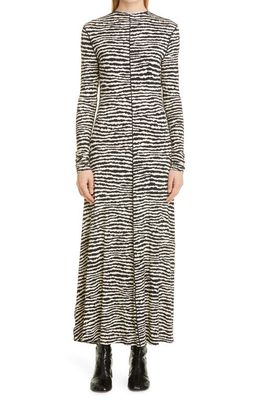 Proenza Schouler White Label Zebra Stripe Long Sleeve Jersey Maxi Dress in Ecru/Black