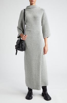 Proenza Schouler Wool Blend Midi Sweater Dress in 051 Light Grey Melange