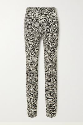 Proenza Schouler - Zebra-jacquard Stretch Cotton-blend Slim-leg Pants - Animal print