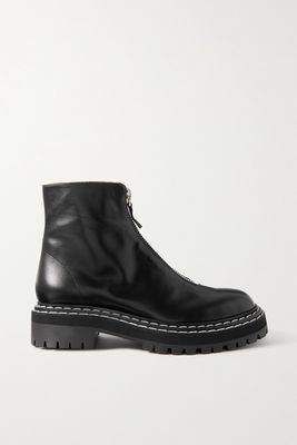Proenza Schouler - Zip-detailed Leather Ankle Boots - Black