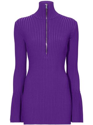 Proenza Schouler zipped rib-knit jumper - Purple