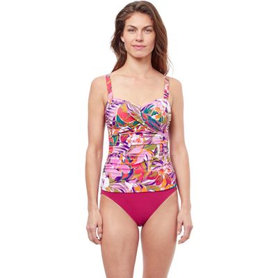 Profile by Gottex Tropikaia D-Cup V-Neck Tankini Swim Top in Multi