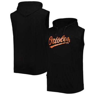 PROFILE Men's Black Baltimore Orioles Muscle Sleeveless Pullover Hoodie