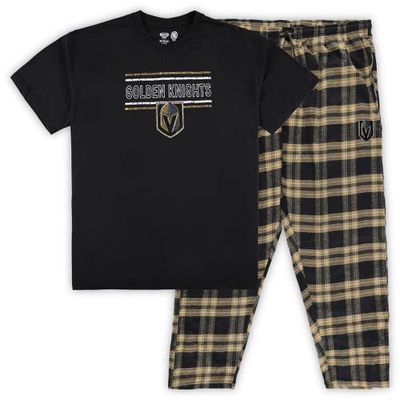PROFILE Men's Black/Gold Vegas Golden Knights Big & Tall T-Shirt & Pajama Pants Sleep Set