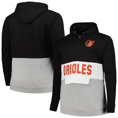 PROFILE Men's Black/Heather Gray Baltimore Orioles Big & Tall Hoodie Half-Zip Sweatshirt