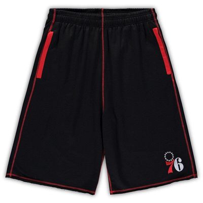 PROFILE Men's Black/Red Philadelphia 76ers Big & Tall Contrast Stitch Knit Shorts