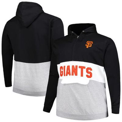 PROFILE Men's Black/White San Francisco Giants Big & Tall Fleece Half-Zip Hoodie