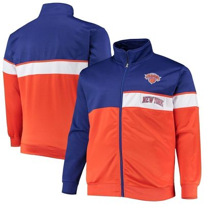 PROFILE Men's Blue/Orange New York Knicks Big & Tall Pieced Body Full-Zip Track Jacket