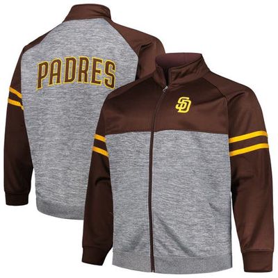 PROFILE Men's Brown/Heather Gray San Diego Padres Big & Tall Raglan Full-Zip Track Jacket