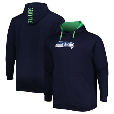 PROFILE Men's College Navy Seattle Seahawks Big & Tall Logo Pullover Hoodie