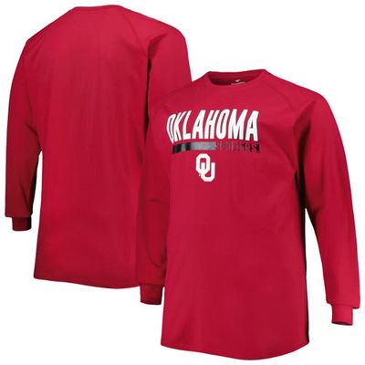 PROFILE Men's Crimson Oklahoma Sooners Big & Tall Two-Hit Long Sleeve T-Shirt