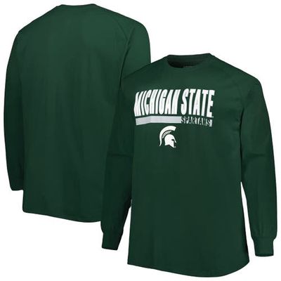 PROFILE Men's Green Michigan State Spartans Big & Tall Two-Hit Long Sleeve T-Shirt