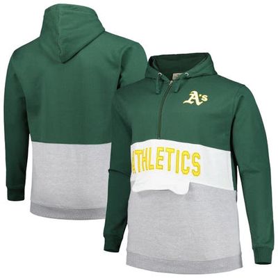 PROFILE Men's Green/White Oakland Athletics Big & Tall Fleece Half-Zip Hoodie