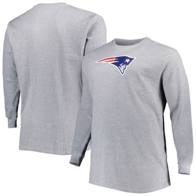 PROFILE Men's Heather Gray New England Patriots Big & Tall Waffle-Knit Thermal Long Sleeve T-Shirt