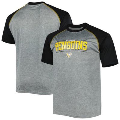 PROFILE Men's Heather Gray Pittsburgh Penguins Big & Tall Logo Raglan T-Shirt