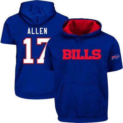 PROFILE Men's Josh Allen Royal Buffalo Bills Big & Tall Short Sleeve Pullover Hoodie