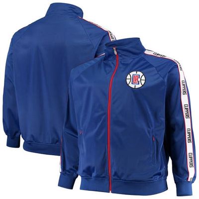 PROFILE Men's Majestic Royal LA Clippers Big & Tall Sleeve Taping Full-Zip Track Jacket
