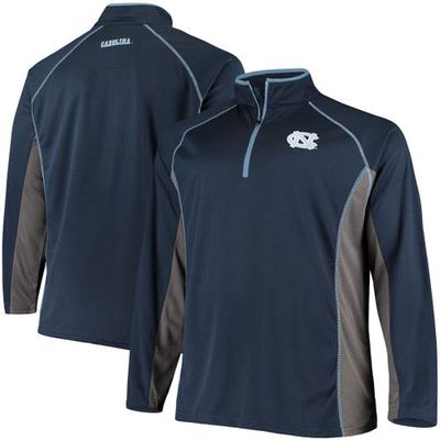 PROFILE Men's Navy/Charcoal North Carolina Tar Heels Big & Tall Raglan Quarter-Zip Jacket