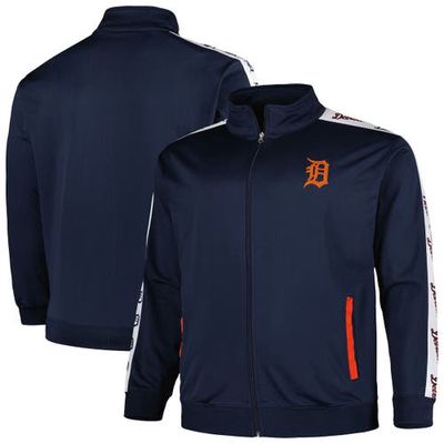 PROFILE Men's Navy Detroit Tigers Big & Tall Tricot Track Full-Zip Jacket