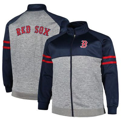 PROFILE Men's Navy/Heather Gray Boston Red Sox Big & Tall Raglan Full-Zip Track Jacket
