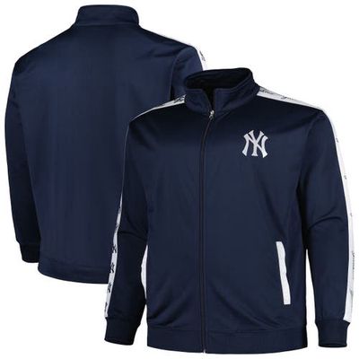 PROFILE Men's Navy New York Yankees Big & Tall Tricot Track Full-Zip Jacket