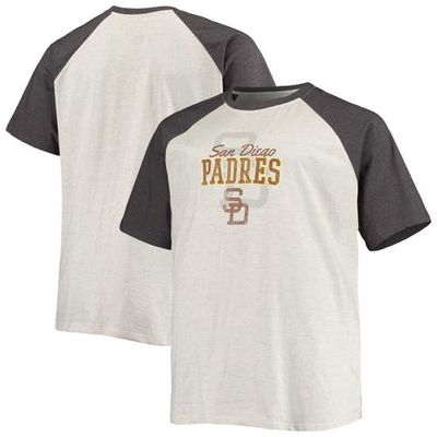 PROFILE Men's Oatmeal/Heathered Charcoal San Diego Padres Big & Tall Raglan T-Shirt