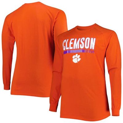 PROFILE Men's Orange Clemson Tigers Big & Tall Two-Hit Long Sleeve T-Shirt