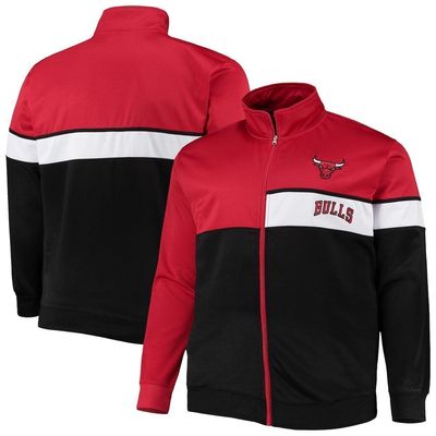 PROFILE Men's Red/Black Chicago Bulls Big & Tall Pieced Body Full-Zip Track Jacket