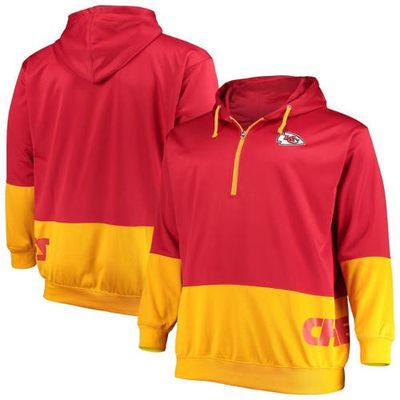 PROFILE Men's Red/Gold Kansas City Chiefs Big & Tall Quarter-Zip Hoodie