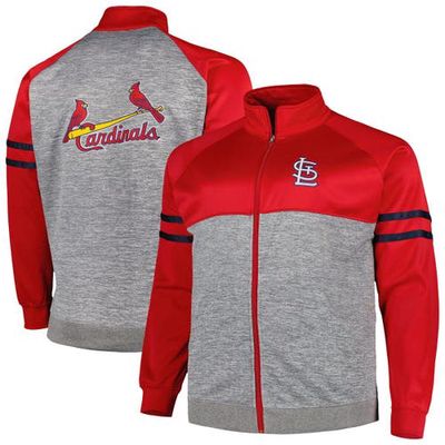 PROFILE Men's Red/Heather Gray St. Louis Cardinals Big & Tall Raglan Full-Zip Track Jacket