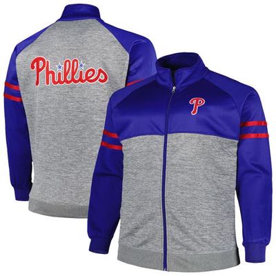 PROFILE Men's Royal/Heather Gray Philadelphia Phillies Big & Tall Raglan Full-Zip Track Jacket