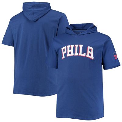 PROFILE Men's Royal Philadelphia 76ers Big & Tall 2-Hit Short Sleeve Pullover Hoodie