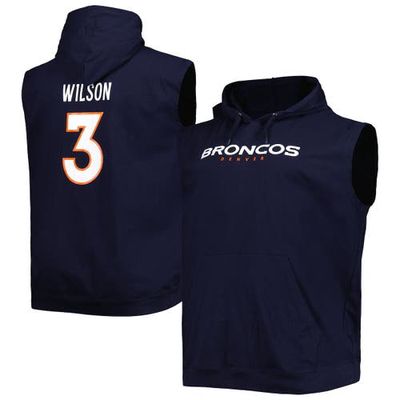 PROFILE Men's Russell Wilson Navy Denver Broncos Big & Tall Muscle Pullover Hoodie