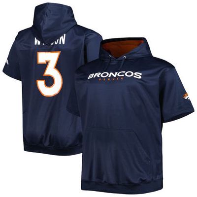 PROFILE Men's Russell Wilson Navy Denver Broncos Big & Tall Short Sleeve Pullover Hoodie