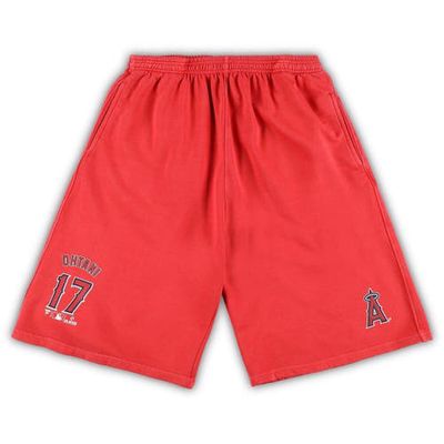 PROFILE Men's Shohei Ohtani Red Los Angeles Angels Big & Tall Stitched Double-Knit Shorts