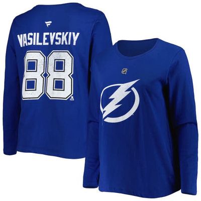 PROFILE Women's Andrei Vasilevskiy Blue Tampa Bay Lightning Plus Size Name and Number Long Sleeve T-Shirt