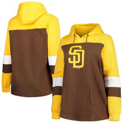 PROFILE Women's Brown San Diego Padres Plus Size Colorblock Pullover Hoodie
