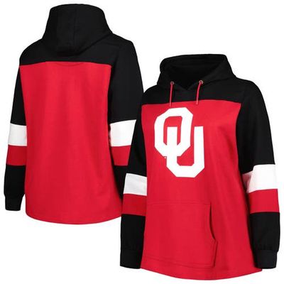 PROFILE Women's Crimson Oklahoma Sooners Plus Size Color-Block Pullover Hoodie