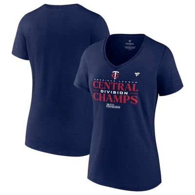 PROFILE Women's Fanatics Branded Navy Minnesota Twins 2023 AL Central Division Champions Locker Room Plus Size V-Neck T-Shirt