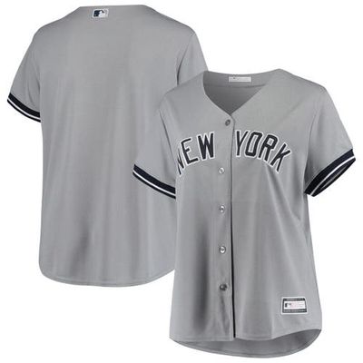 PROFILE Women's Gray New York Yankees Plus Size Road Replica Team Jersey